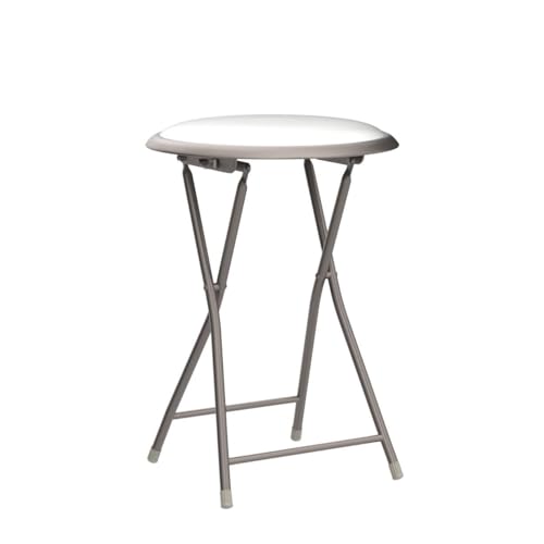 Image of Lavish Home Folding Bar Stool - Set of 2 Heavy-Duty 18-Inch Stool - 225lb Capacity and Padded Seats for Dorm, Recreation or Game Room (White)
