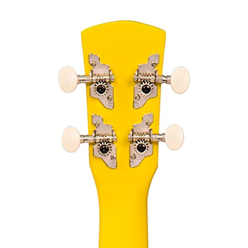 Laka Rainbow Series Ukulélé soprano avec housse de transport Jaune - Les Beatles, Paul McCartney, John Lennon, RIngo Starr, George Harrison Laka Rainbow Series Ukulélé soprano avec housse de transport Jaune – Image 6