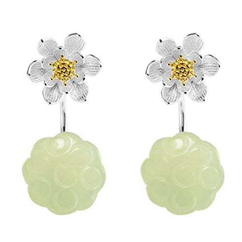 Boucles d'oreilles de style chinois S925 en jade lotus le cadeau idéal pour femme