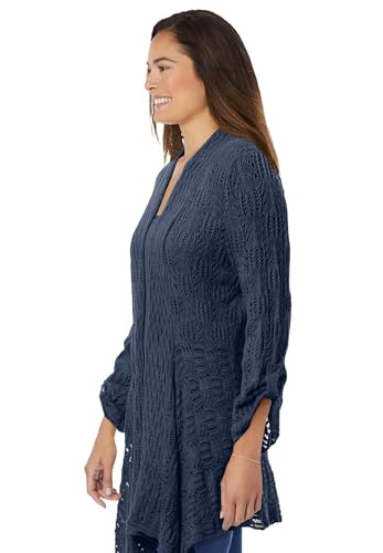 Woman Within Plus Size Open Front Pointelle Cardigan3