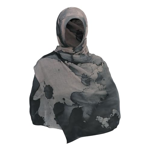 JIAHG Watercolor Printed Rayon Hijab Scarf for Women Long Turkish Muslim Head Wrap Tie-Dye Middle Eastern Shawl