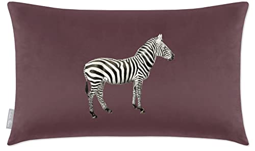 Image of Izabela Peters Zebra Velvet Cushion, Filled, Italian Grape, 55 x 35 cm
