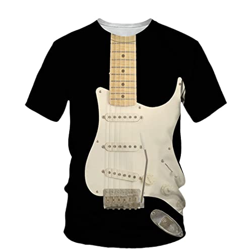 T-shirt guitare 3D homme taille S pour éviter les looks banals lors des journées d'été A6