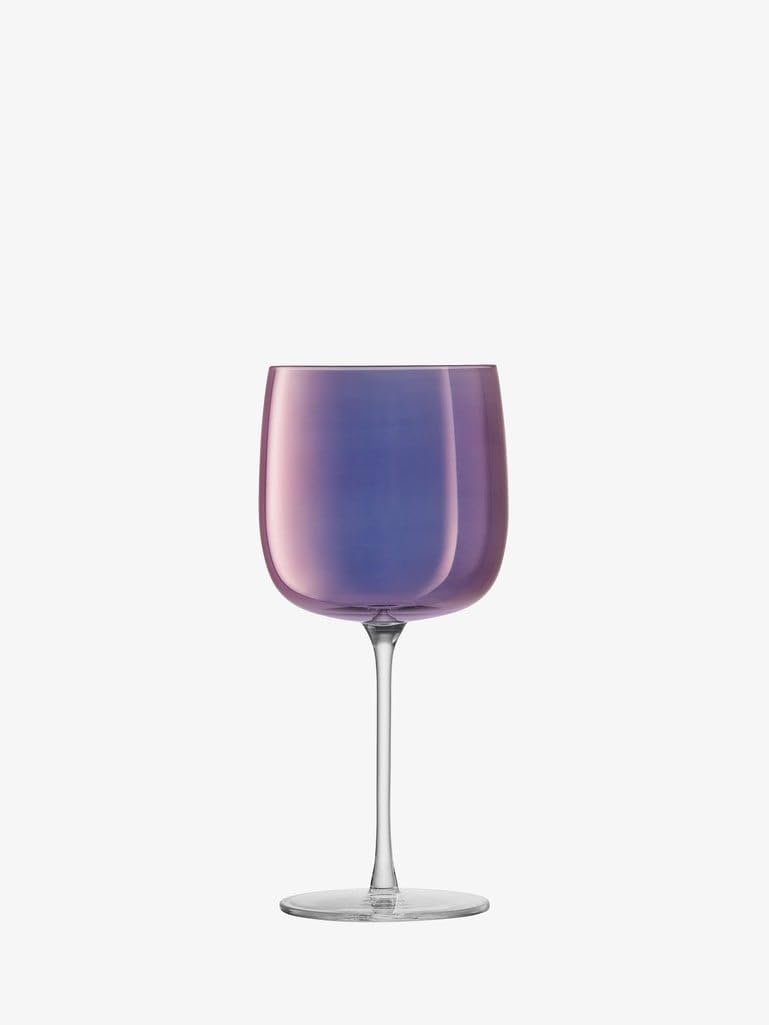 LSA International Aurora Polar Violet Wine Glasses 15 oz, Set of 4, Luxury Hand Decorated Elegant Drinking Glassware
