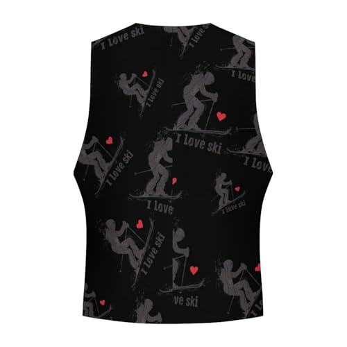 I Love Ski Novelty Men's Suit Vest Funny Formal Dress Vests Business Waistcoat4
