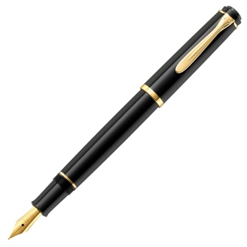 ペリカン 万年筆 クラシック 黒い万年筆 金色の装飾 Pelikan（筆記具） 名入れ 万年筆 ペリカン クラシック ブラック