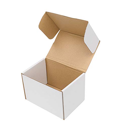 50 Packs White Cardboard Paper Boxes Mailing Packing Shipping Box Corrugated Carton (6 x 4 x 4