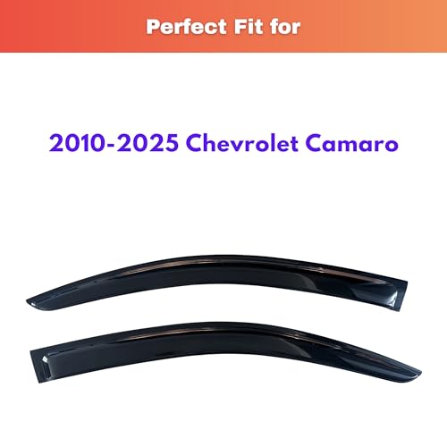 Image of KPY Rain Guards Fit for 2010-2025 Chevrolet Camaro, Out-Channel Window Visors Vent Wind Deflectors 2PC, Car Accessories for 10-25 Chevy Camaro