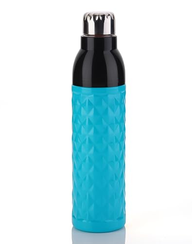 Image of Clazkit Diamond PU Insulated Water Bottle Plastic Steel Cap, 1000-ML,Color May vary
