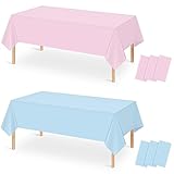 MASHAN 6Pack Gender Reveal Tablecloths, Disposable Plastic Pink and Blue Tablecloth, Rectangle Table Covers for Boy or Girl Baby Shower Party Decorations,54×108 Inch