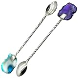 Bar Spoon, Cocktail Stirrer, Long Spoon. Handmade in Silver stainless steel cocktail mixing spoon wi