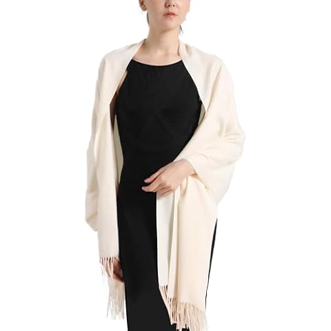 vimate Cream Pashmina Scarf, Women Wedding Guest Pashmina Shawls and Wraps for Bridal Bridesmaid (Cream) Cover
