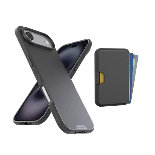 Image of Smartish iPhone Air MagSafe Case + MagSafe Wallet - Magnetic Slim Case - Thin Grip Cover with Detachable Wallet - Magnetic Card Holder for Apple iPhone Air - Black Tie Affair