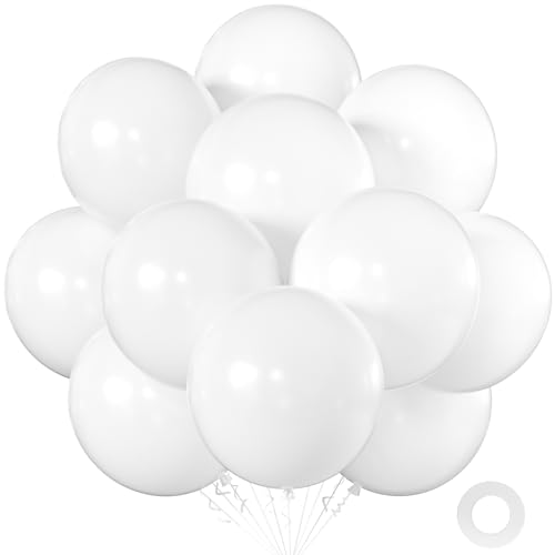 Image of KALOR 18 Inch White Large Latex Round Balloons 30-Pack