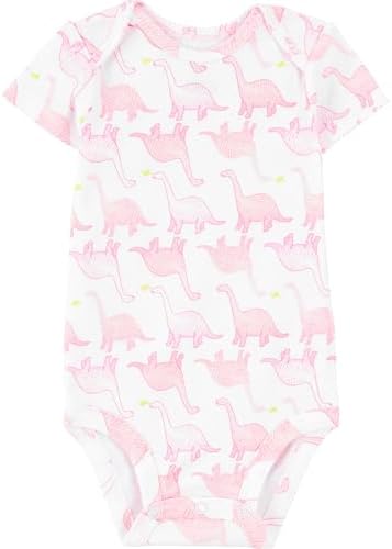 Simple Joys by Carter's Baby Girls' 6-Pack Short-Sleeve Bodysuit, Pink Dino, Floral, Mint, White, Gray, 0-3 Months - 1