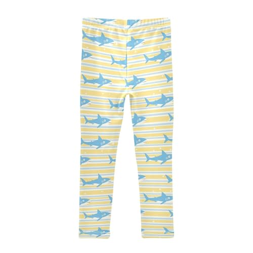 Shark Girls' Leggings Toddler Doodles Yellow Stripe Kids Yoga Pants Dance Active Tights 4T2