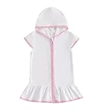 Nituyy Toddler Girls Boys Swim Cover Up Terry Cloth Swimsuit Coverup Wraps Zipper Bathing Suit Pool Beach Poncho Cover-Ups (Ruffled Pink, 3-4T)