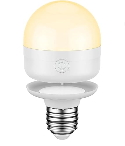 SCOPOW Rechargeable Light Bulb with Remote - Dimmable E26 Rechargeable Light Bulbs (5W+E26+1Pack)