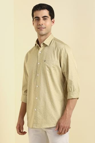 Image of Allen Solly Men's Cotton Casual Shirt | Regular Fit, Ditsy Print Design, Comfortable All‑Day Wear