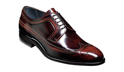 BARKER Woodbridge Men's Handmade Leather Oxford Brogue Dress Shoes – Goodyear Welted, Full Hi-Shine Calf Leather, Formal Business & Wedding Footwear