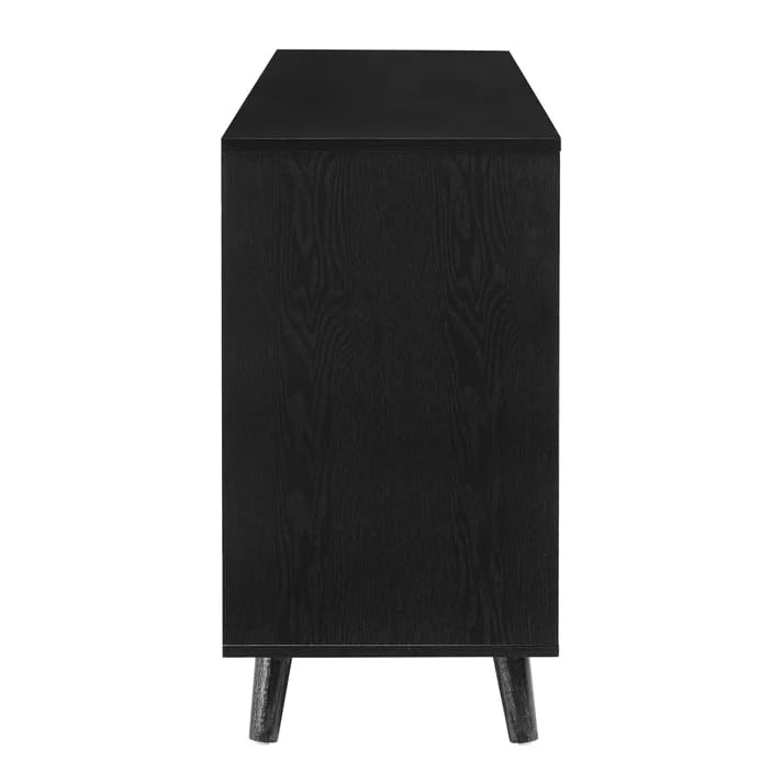 Image of Wooden Sideboard Cabinet for Living Room | Side Board Crockery Cabinet with 2 Doors & 3 Drawers Storage for Dining, Drawing and Home Office | HDMR Premium Wood & Iron(Black)
