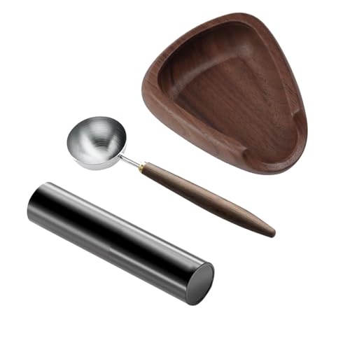 SiaBiced コーヒー豆用木製ボウル3個セット、スプレーボトルと計量スプーン付き, ブラックウォールナット