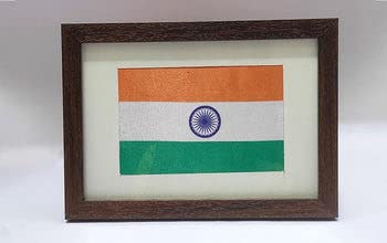 Image of Indic Inspirations India flag frame, Desktop Frame (A5), Wall Frame, National flag of India, Tiranga Flag Wall Frame, Polyester Bharat Flag, Easy to Maintain