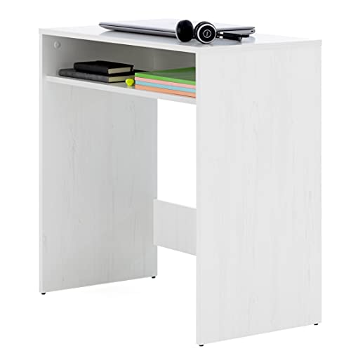 COMIFORT Schreibtisch Computertisch Bürotisch oder Arbeitstisch, Oneta, Große Fläche, 1 Aussparung für die Aufbewahrung, aus Holz mit Melamin-Finish, Funktional, Farbe: Nordic/Perlweiß Cover