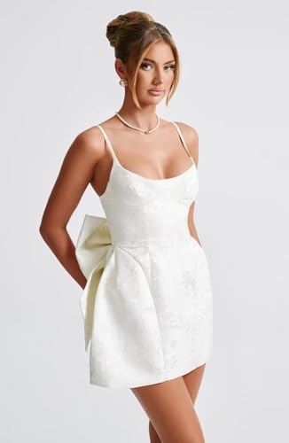 Satin Jacquard Homecoming Dresses with Bow for Teens Spaghetti Straps Short Prom Gown Mini Wedding Dress4