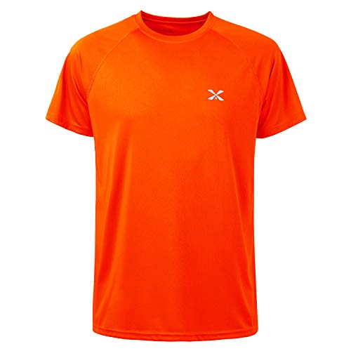 Corna Men's Summer Short Sleeve Moisture Wicking Performance Shirt Round Neck Quick Dry Lightweight Casual Athletic T-Shirts Orange L