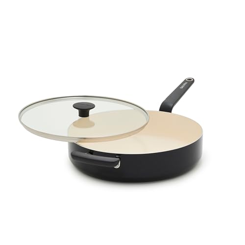 Image of GreenPan Rio Advanced 5QT Saute Pan With Tempered Glass Lid, 5QT Ceramic Nonstick pan with Helper Handle, PFAS-Free, Induction Ready, Dishwasher and Oven Safe, Black