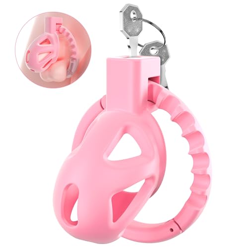 Image of Uoffile Male Chastity Cage Devices, Small Lightweight Sissy Chastity Cage with 8 Adjustable Cock Rings and Invisible Lock, Man Penis Exercise Bondage Gear & Accessories Couple BDSM Adult Sex Toys Pink