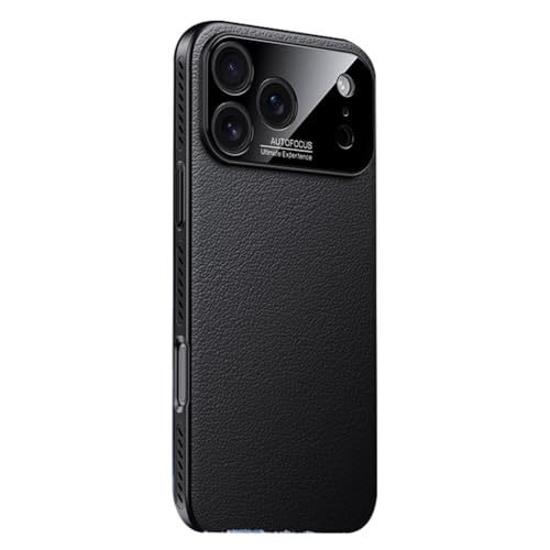 XINYANDIN 適用対象iPhone 17 Pro Max/17 Pro/17 Air/17用マグネットケース、スリム電着レザー放熱ケース一体型レンズ保護カバー,黒,17 ProMax