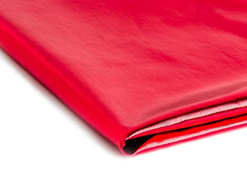 Tela de Lama, tela florete, Espejo de lámina metálica, material muy elástico, 50 x 150 cm (Rojo)