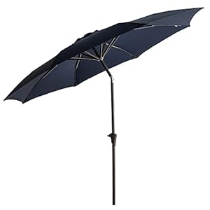 Helios&Hestia 3,35m Outdoor Garden Market Parasol Patio Tafelscherm met glasvezel tips en helling, Marineblauw