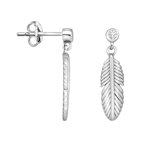 Boucles d'oreilles en argent 925 plume et zircon idéales pour sublimer vos tenues de soirée