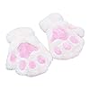 karrychen Vrouwen Winter Warm Half Vinger Handschoenen Cartoon Kat Poot Pluche Vingerloze Wanten- Wit