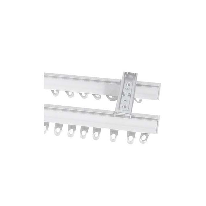Fineline Double Curtain Track White Ceiling Mounted Heavy Duty Aluminium Bendable Curtain Rails Tracks Set With 83mm Top (Ceiling) Fix Support (300cm (118 Inches))