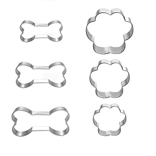 Dog Bone Cookie Cutters for Homemade Treats - 6 Piece - Including Three