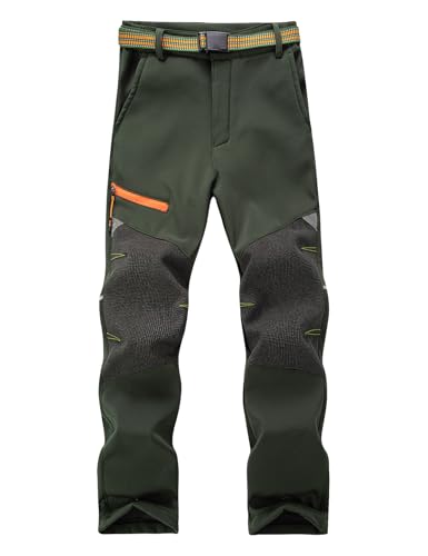 Kids Fleece Lined Softshell Trousers Boys Girls Water Repellent Windproof Pants Outdoor Winter Trousers