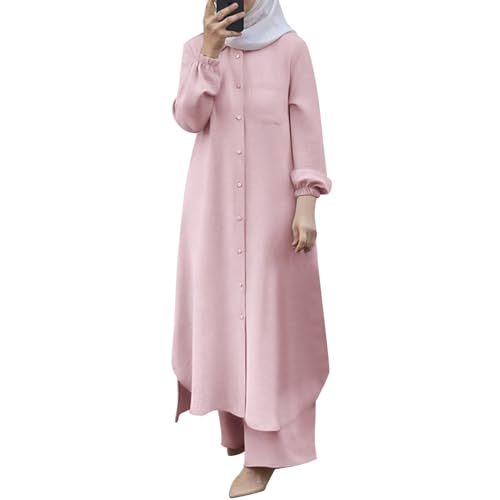 Traje de mujer de dos piezas elegante con pantalones anchos y blusa de manga larga