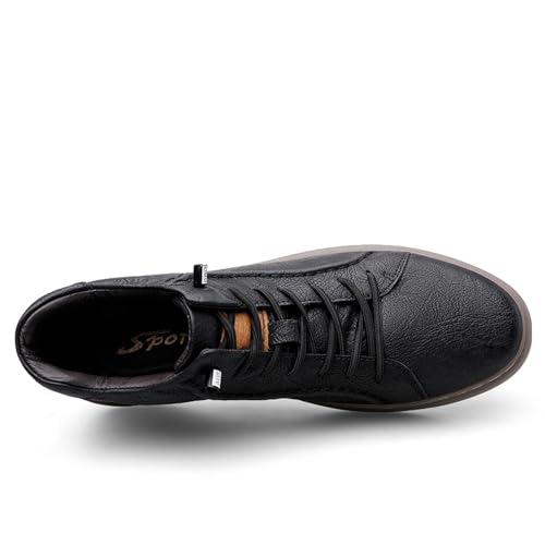 Men’s Leather Elevator Shoes: Height Increasing Sneakers with 2.36" Hidden Insoles - High-top Casual Dress Style2