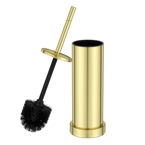 304 Stainless Steel Toilet Brush and Holder Set, Toilet Bowl Brush and Holder, Heavy Duty with Long Handle, Removable Inner Bowl and Splash Protection for Bathroom by Kaxnuaxu - Used condition - US$14.36