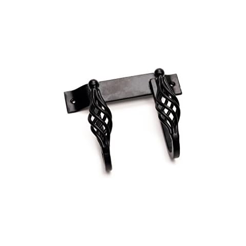 Headbourne HR0217C Twisted Wall Mount Rack, 2-Hooks, Black Cover