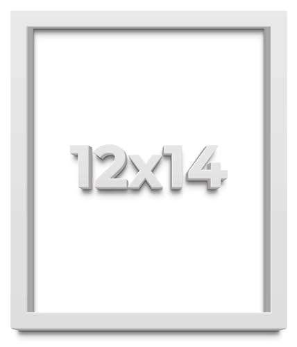 12x14 Shadow Box White Solid Pine Wood Picture Frame with Acid-Free Backing UV Acrylic & Hanging Hardware with 0.75 Inches of Usable Depth and 0.75 Inches Frame Moulding Width