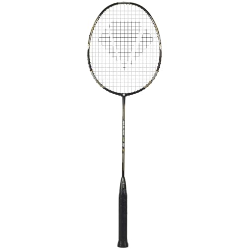 Image of Carlton Airblade M24 Graphite Badminton Racket with Full Cover (Strung) - Lightweight Graphite Frame - Includes Badminton Racket with Cover - Pack of 1 (Black&Gold)