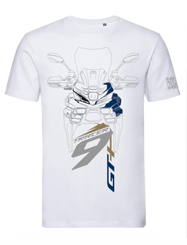 T-shirt avec graphique AZ Graphishop compatible avec Yamaha Tracer 9 GT + 2025 Cobalt Blue TS-FM-198, Blanc, XXL