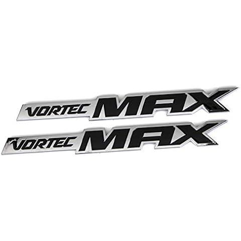 UpAuto 2pcs Vortec Max Door Emblem Nameplates 3D Logo for SS 6.0 Truck 6.0 Liter (Silver-Black) Cover