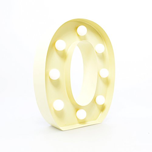 Giggle Beaver Marquee Letra O Luz - Bombilla LED Letras del Alfabeto - Letras - Vintage Decorativas - Barra de Metal - 22,86 cm - Vainilla