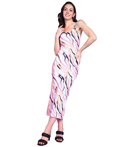 Image of POPWINGS Women Casual Blue & White Stripe Cutout Dress Dress | Stylish Dress | Trendy Dress